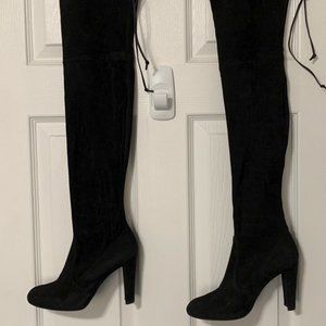 Black Stuart Weitzman Highland Over-the-Knee Suede Boots